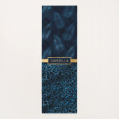 ブルーヒョウ印刷きらめく熱帯フローラ名 ヨガマット (裏面)