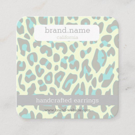 ブルーヒョウ印刷ハンドメイドジュエリースタッド表示 スクエア名刺 (正面)