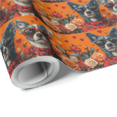 ブルーヒーラーとハートバラバレンタインデー ラッピングペーパー (ロールコーナー)