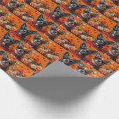 ブルーヒーラーとハートバラバレンタインデー ラッピングペーパー (角)