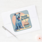 ブルーヒーラーカラフル犬 スクエアシール (封筒)