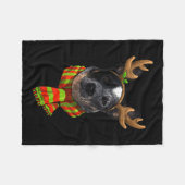 ブルーヒーラークリスマスクリスマストナカイ犬の恋人 フリースブランケット (正面(横))