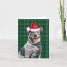 ブルーヒーラークリスマスドッググリーンプレイドクリスマス シーズンカード