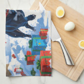 ブルーヒーラークリスマスフェスティバルスノーシーン キッチンタオル (四つ折り)