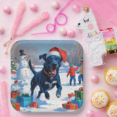 ブルーヒーラークリスマスフェスティバルスノーシーン ペーパープレート (パーティー)