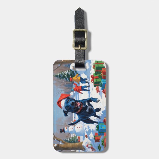ブルーヒーラークリスマスフェスティバルスノーシーン ラゲッジタグ (正面縦)