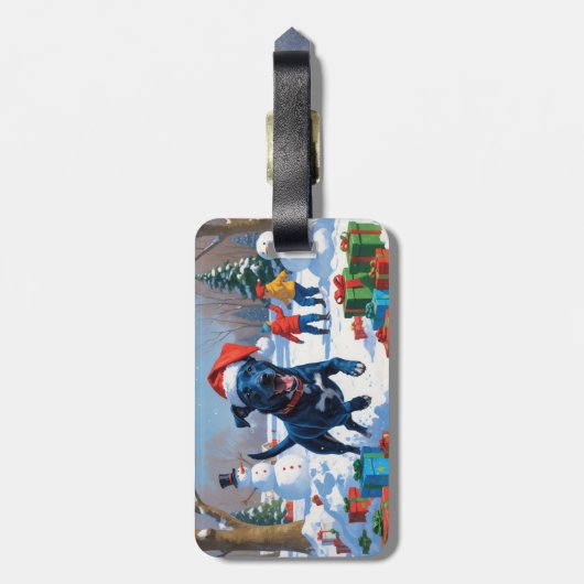 ブルーヒーラークリスマスフェスティバルスノーシーン ラゲッジタグ (裏面縦)