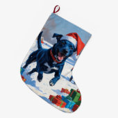 ブルーヒーラークリスマスフェスティバルスノーシーン ラージクリスマスストッキング (正面 (吊り時))