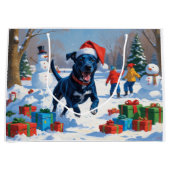 ブルーヒーラークリスマスフェスティバルスノーシーン ラージペーパーバッグ (正面)