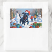 ブルーヒーラークリスマスフェスティバルスノーシーン 長方形シール (バッグ)