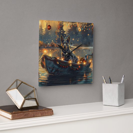 ブルーヒーラークリスマスフェスティバル航海 スクエア壁時計 (オフィス)