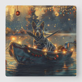 ブルーヒーラークリスマスフェスティバル航海 スクエア壁時計 (正面)