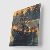 ブルーヒーラークリスマスフェスティバル航海 スクエア壁時計 (傾斜)