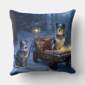 ブルーヒーラースノウィースリークリスマスデコール クッション (裏面)