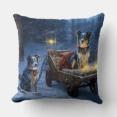 ブルーヒーラースノウィースリークリスマスデコール クッション (正面)