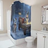 ブルーヒーラースノウィースリークリスマスデコール シャワーカーテン (インサイチュ)