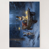 ブルーヒーラースノウィースリークリスマスデコール ジグソーパズル (縦)