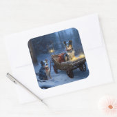 ブルーヒーラースノウィースリークリスマスデコール スクエアシール (封筒)