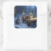 ブルーヒーラースノウィースリークリスマスデコール スクエアシール (バッグ)