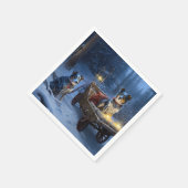 ブルーヒーラースノウィースリークリスマスデコール スタンダードカクテルナプキン (角)