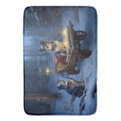 ブルーヒーラースノウィースリークリスマスデコール バスマット (正面縦)