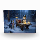 ブルーヒーラースノウィースリークリスマスデコール フォトブロック (正面)