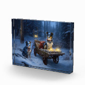 ブルーヒーラースノウィースリークリスマスデコール フォトブロック (右)