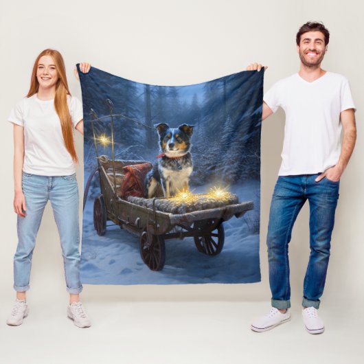 ブルーヒーラースノウィースリークリスマスデコール フリースブランケット (インサイチュ)