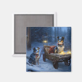 ブルーヒーラースノウィースリークリスマスデコール マグネット (正面/裏面)