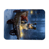 ブルーヒーラースノウィースリークリスマスデコール マグネット (横)