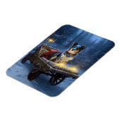 ブルーヒーラースノウィースリークリスマスデコール マグネット (左側)