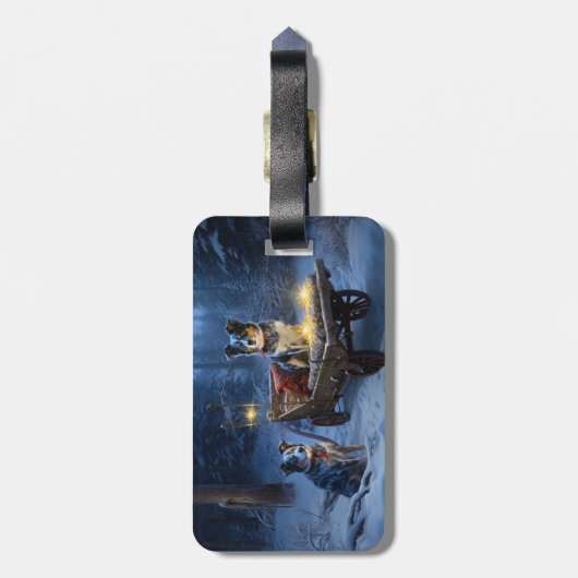 ブルーヒーラースノウィースリークリスマスデコール ラゲッジタグ (裏面縦)