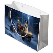 ブルーヒーラースノウィースリークリスマスデコール ラージペーパーバッグ (裏面アングル)