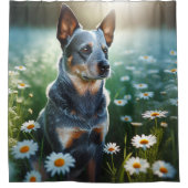 ブルーヒーラーデイジー シャワーカーテン (正面)