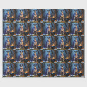 ブルーヒーラードッグお洒落ハロウィン絵を描ズ ラッピングペーパー (フラット)