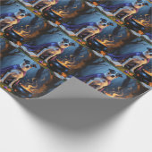 ブルーヒーラードッグお洒落ハロウィン絵を描ズ ラッピングペーパー (角)