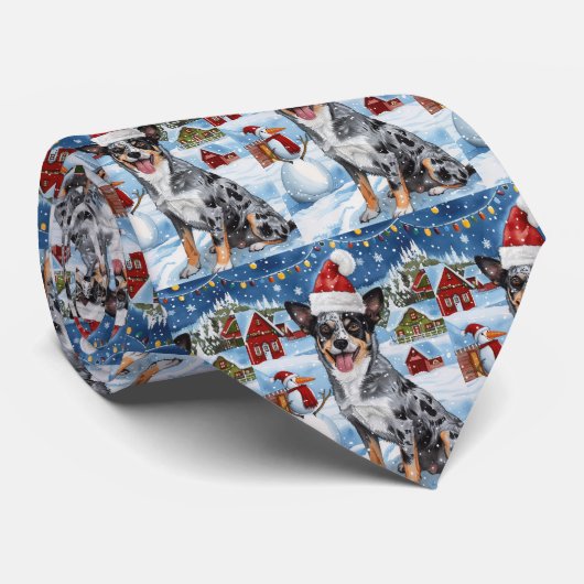 ブルーヒーラードッグウィンターワンダーランドクリスマスジョイ ネクタイ (ロール)