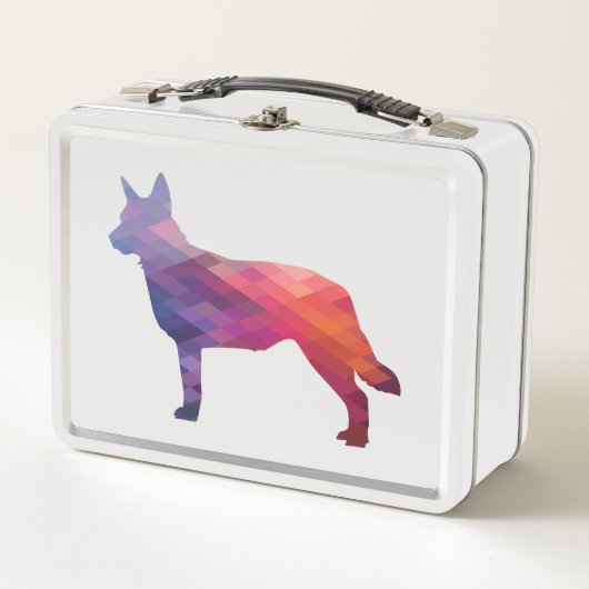 ブルーヒーラードッグブリードシルエットジオパープル メタルランチボックス (正面)