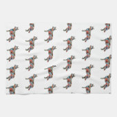 ブルーヒーラードッグブリードシルエットジオプレイド キッチンタオル (横)