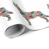 ブルーヒーラードッグブリードシルエットジオプレイド ラッピングペーパー (ロールコーナー)