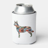 ブルーヒーラードッグブリードシルエットジオプレイド 缶クーラー (缶正面)