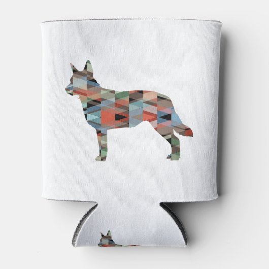 ブルーヒーラードッグブリードシルエットジオプレイド 缶クーラー (正面)