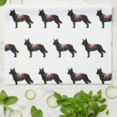 ブルーヒーラードッグブレッドボホフローラシルエット キッチンタオル (折り畳み)