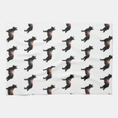 ブルーヒーラードッグブレッドボホフローラシルエット キッチンタオル (横)