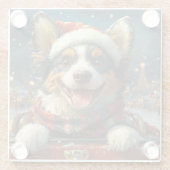 ブルーヒーラードッグローラーコースタークリスマス ガラスコースター (裏面)