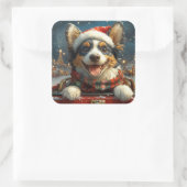 ブルーヒーラードッグローラーコースタークリスマス スクエアシール (バッグ)