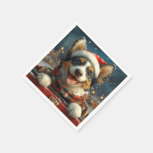 ブルーヒーラードッグローラーコースタークリスマス スタンダードカクテルナプキン (角)