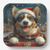 ブルーヒーラードッグローラーコースタークリスマス ペーパープレート (正面)