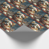ブルーヒーラードッグローラーコースタークリスマス ラッピングペーパー (角)