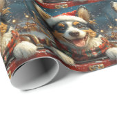 ブルーヒーラードッグローラーコースタークリスマス ラッピングペーパー (ロールコーナー)